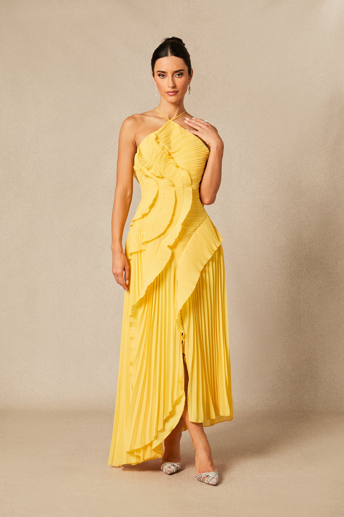Aveline Lemon maxi dress, detail view