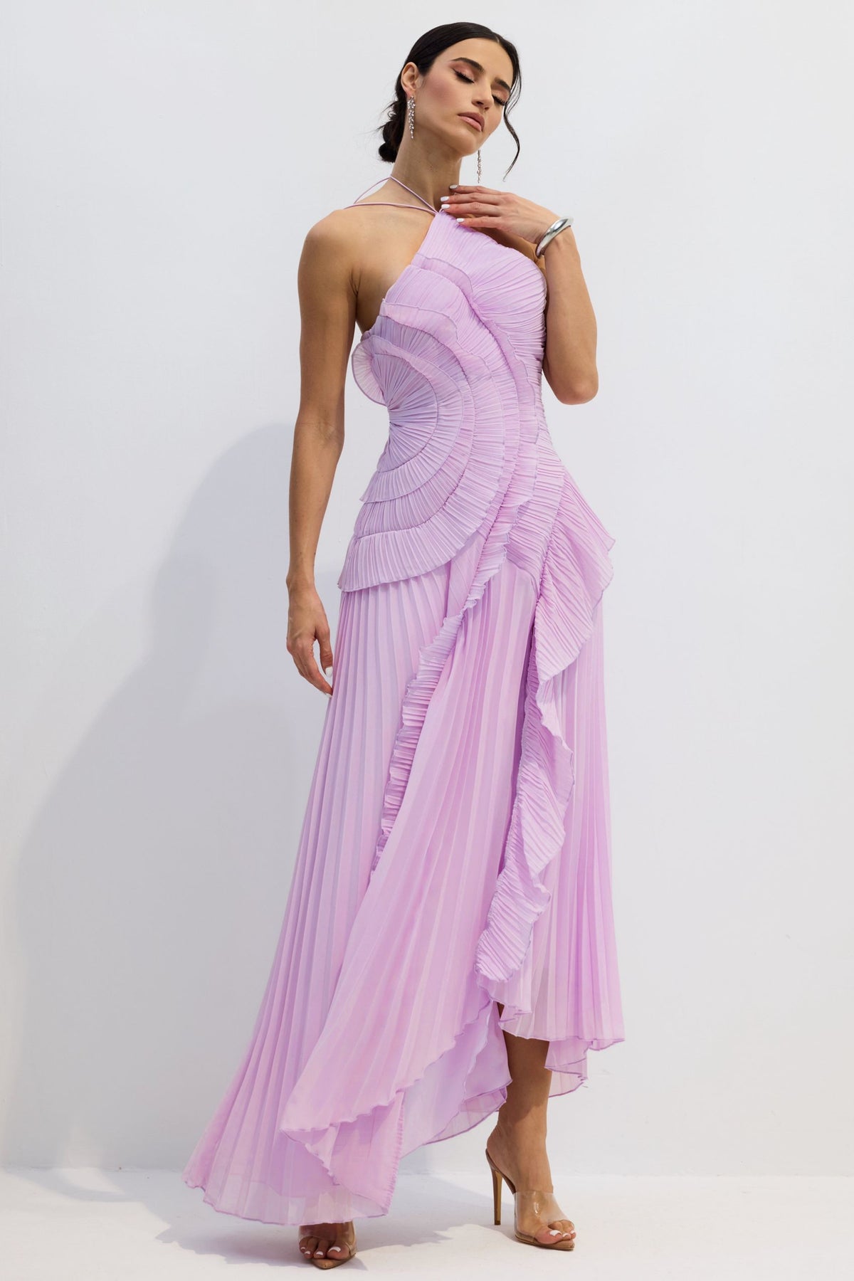 Aveline Purple maxi dress, full length view