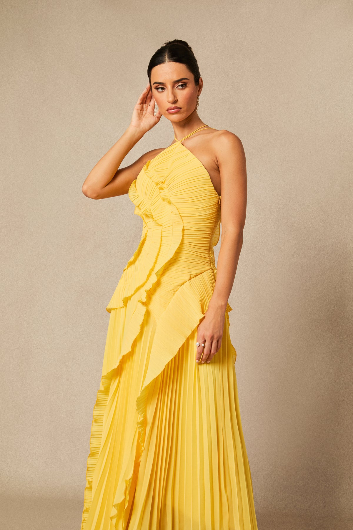 Aveline Lemon maxi dress, styled view