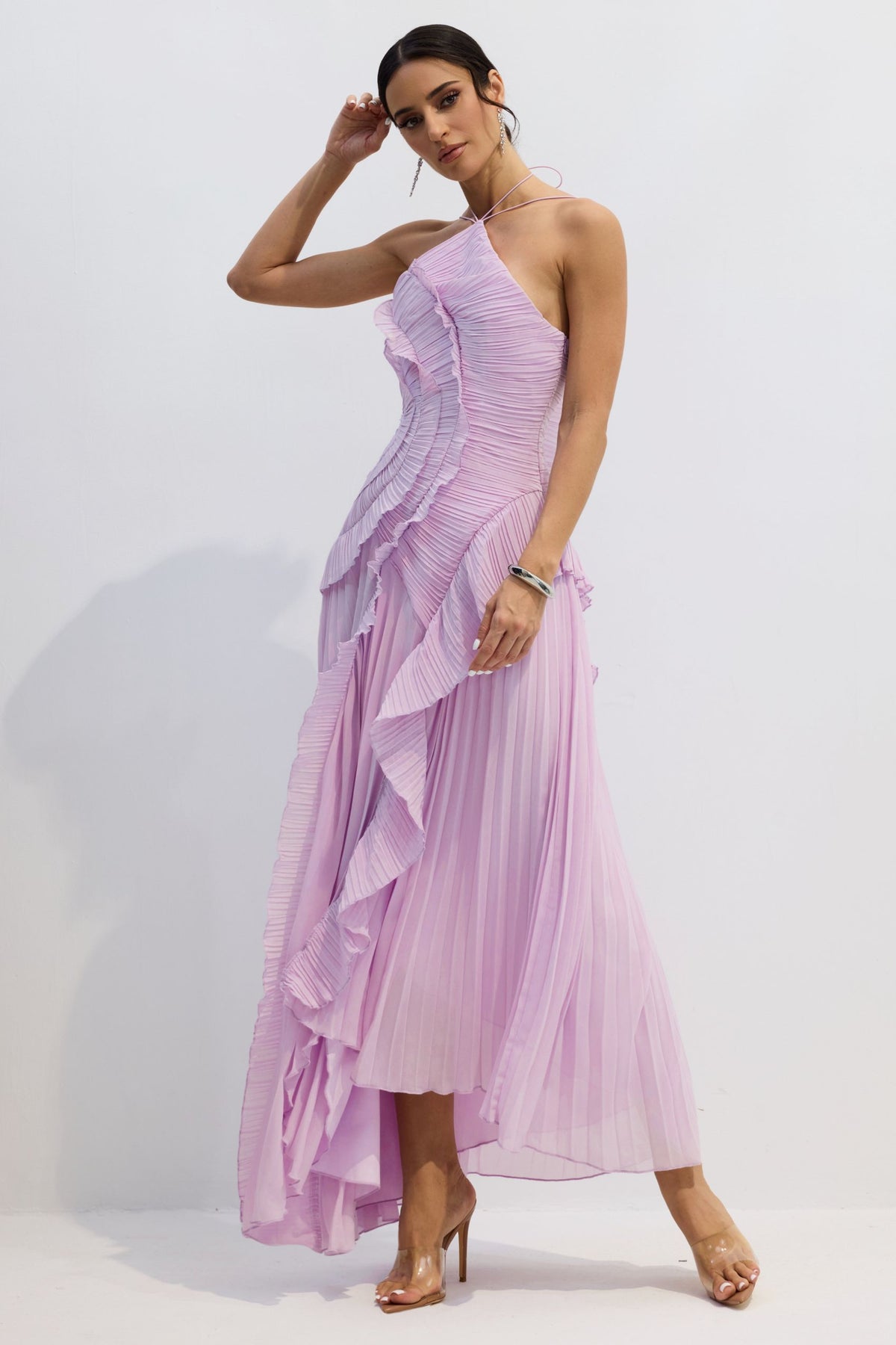 Aveline Purple maxi dress, styled view