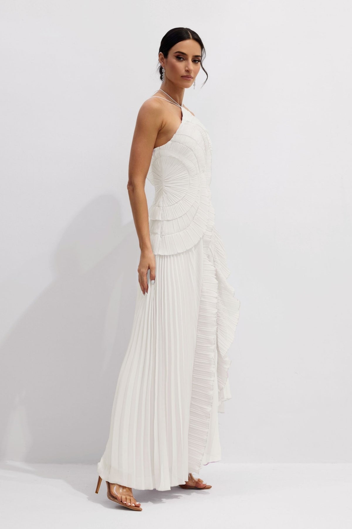 Aveline White maxi dress, detail view